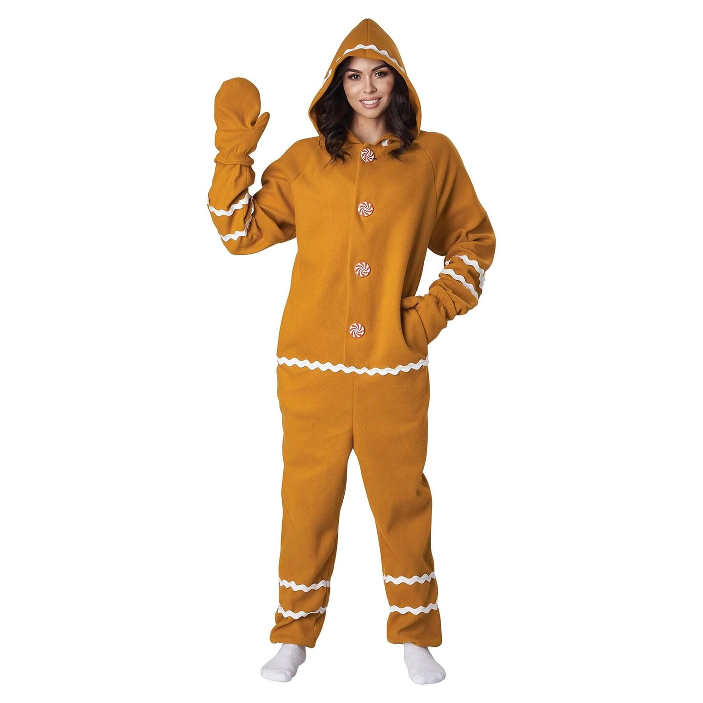 Gingerbread Man Adult Fleece Jumpsuit Costume Michaels