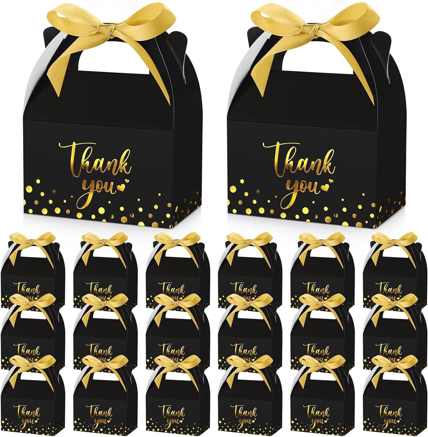 50-Pieces Thank You Gift Boxes with Handles &#x26; Ribbon