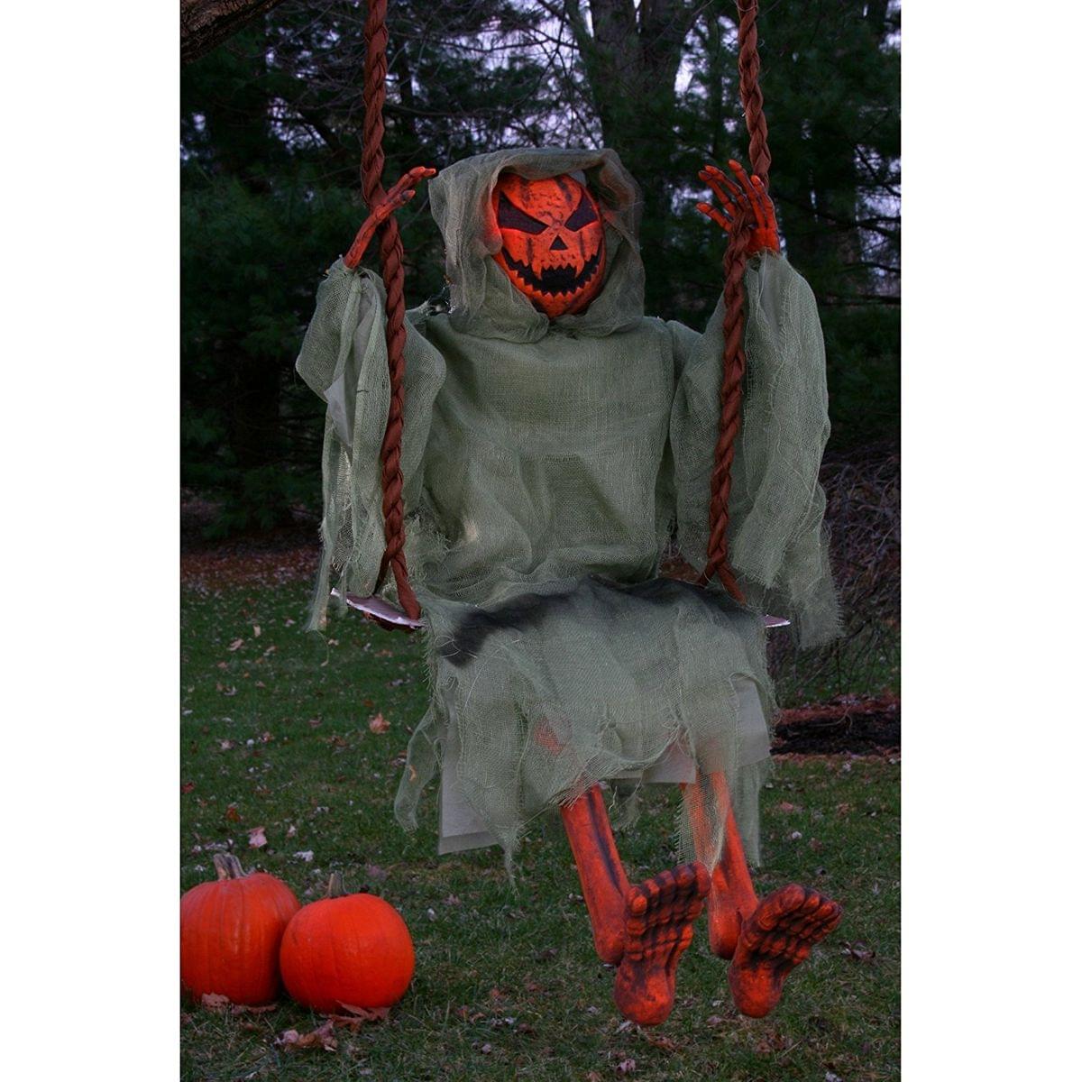 36&#x22; Pumpkin Man on Swing Hanging Halloween D&#xE9;cor