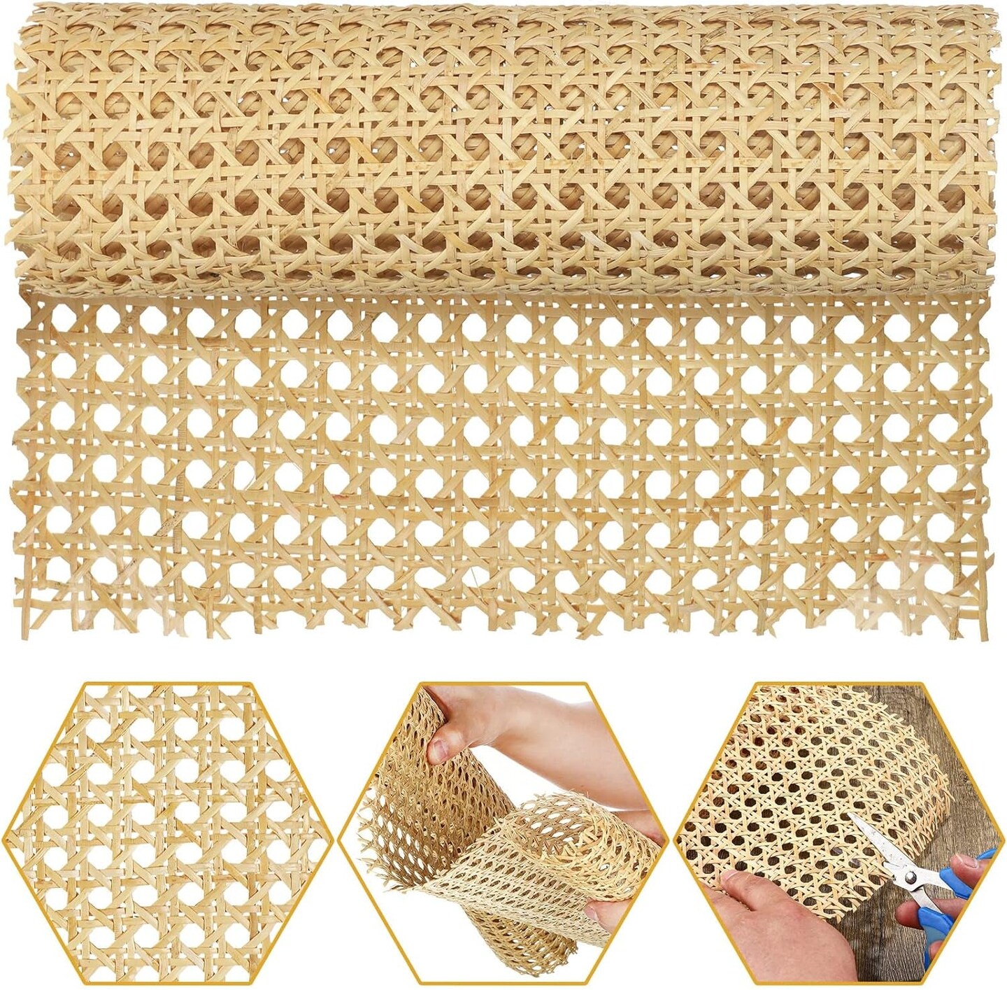 18 Inches Width Rattan Cane Webbing Roll Caning Material Weave Rattan ...