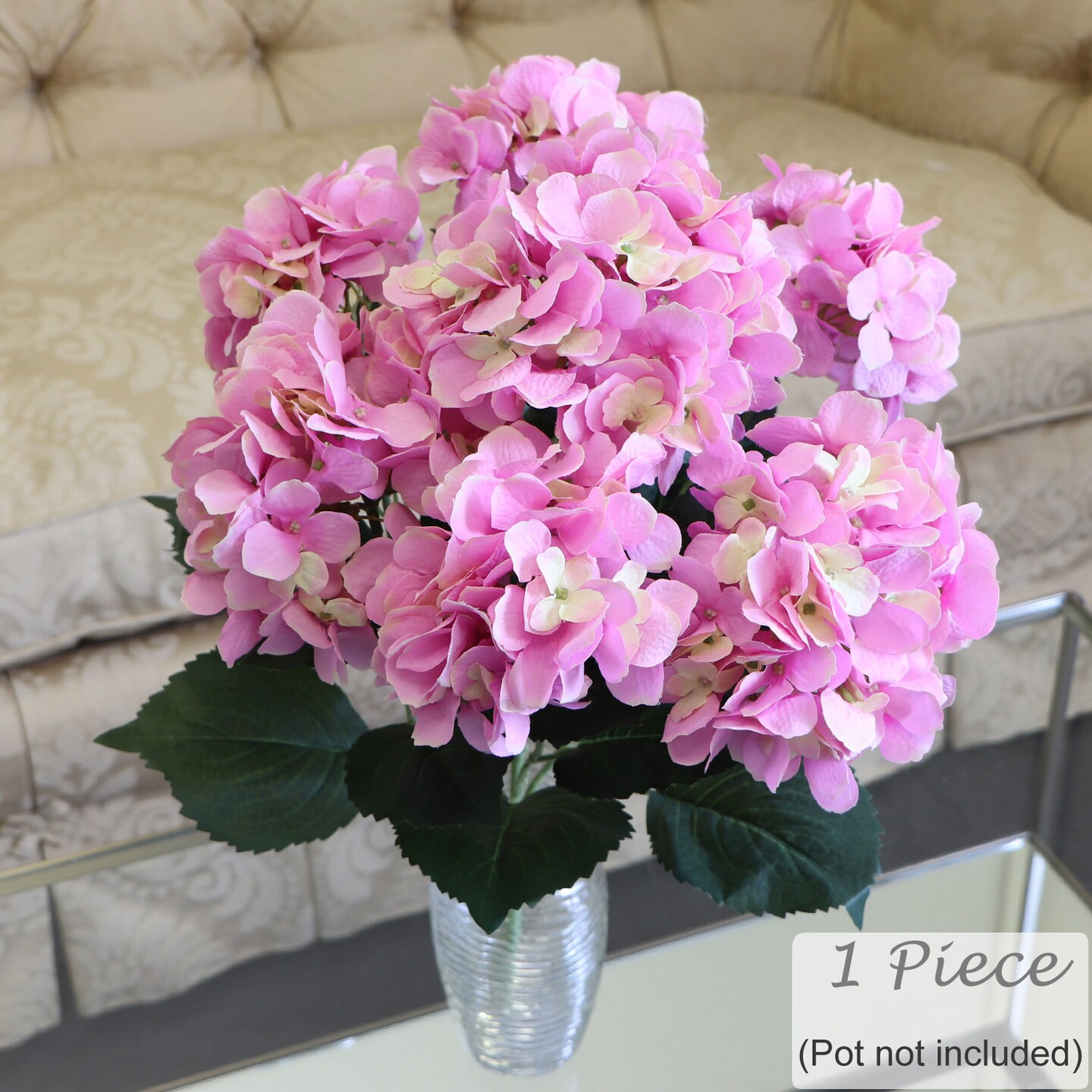 Stunning 22-Inch Pink Faux Hydrangea Bush &#x2013; Elegant Artificial Flower Arrangement for Home Decor and Weddings, Floral Home by Artificial Flowers