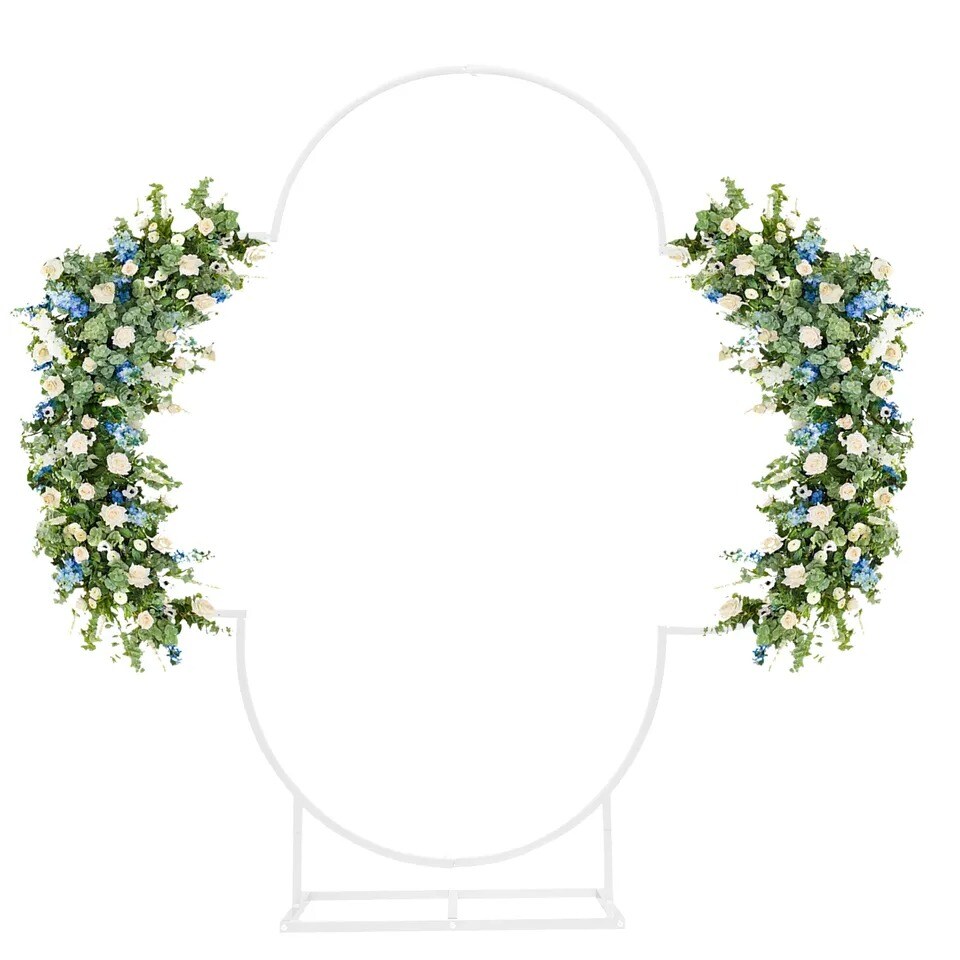 Metal Wedding Arch Backdrop Stand Clover Frame Party Garden Flower Rack White