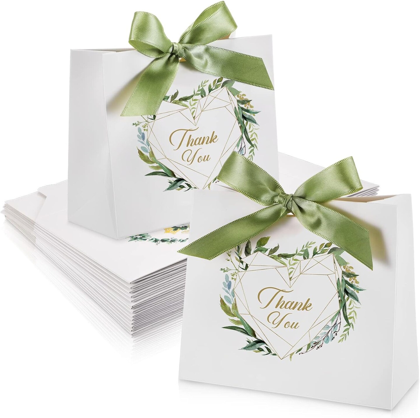 50 Pack Mini Thank You Gift Bags with Bow Ribbon