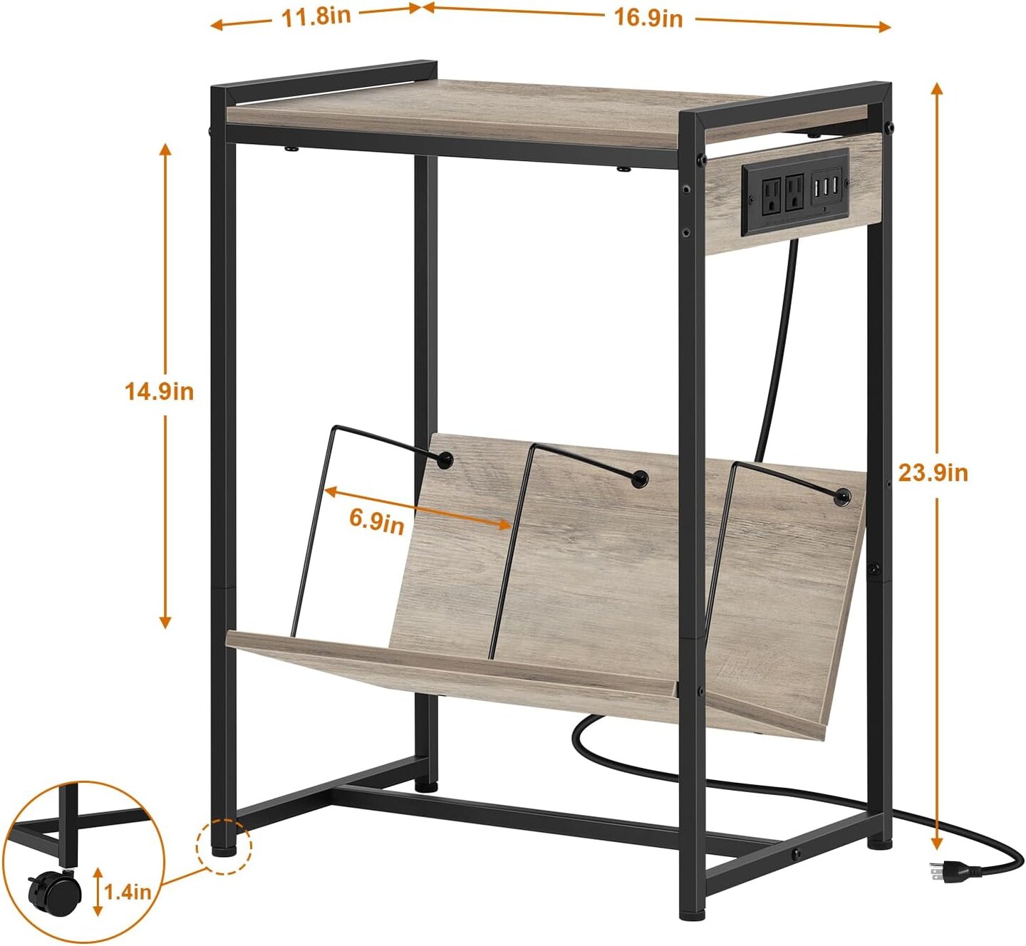 Record Player Holder Stand End Table with Vinyl Storage