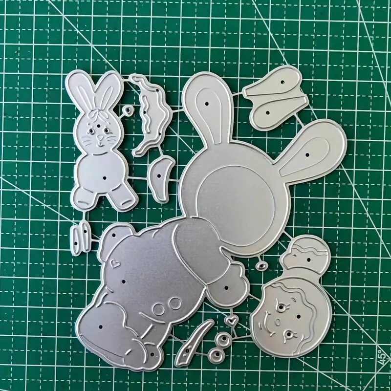 Designer Metal Easter Bunny Cutting Dies 12 Piece Set