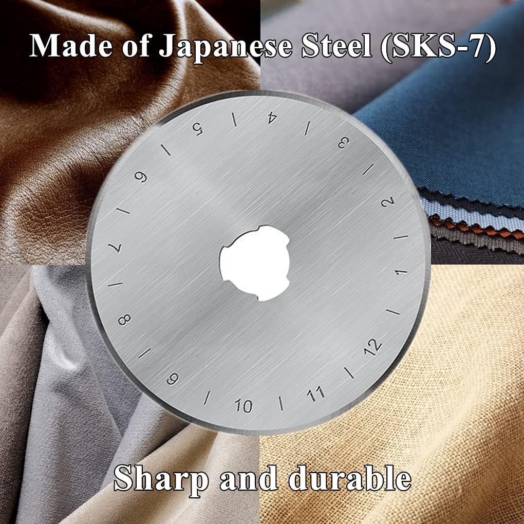 45mm Rotary Cutter Blades 15 Pack Fits Olfa, Fiskars, Replacement Rotary Blade for Arts Crafts Quilting Scrapbooking Sewing, Sharp and Durable