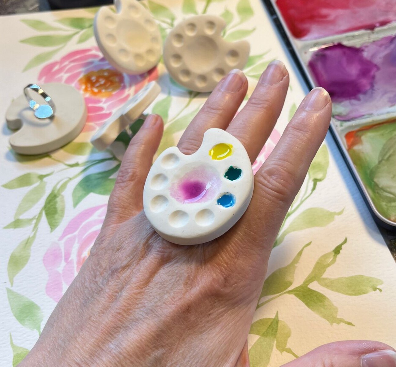 Paint palette watercolor ring travel art supplies artist jewelry whimsical art rings Art gift tiny ring palette gifts for artists MakerPlace by Michaels