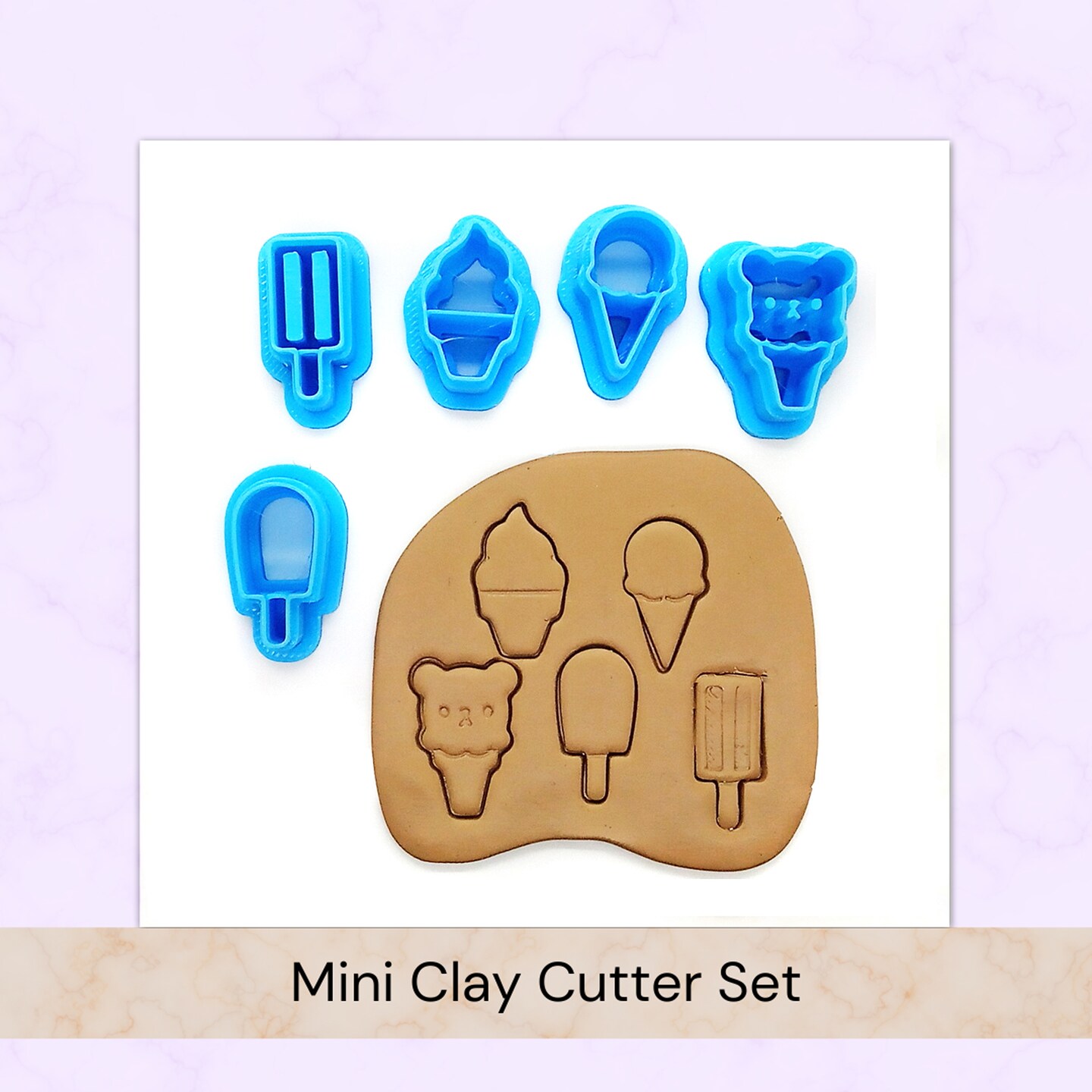 Adorable ice Cream Clay Cutter Set, 5 pcs, 20mm Mini Cutters for Polymer Clay, Adorabilities