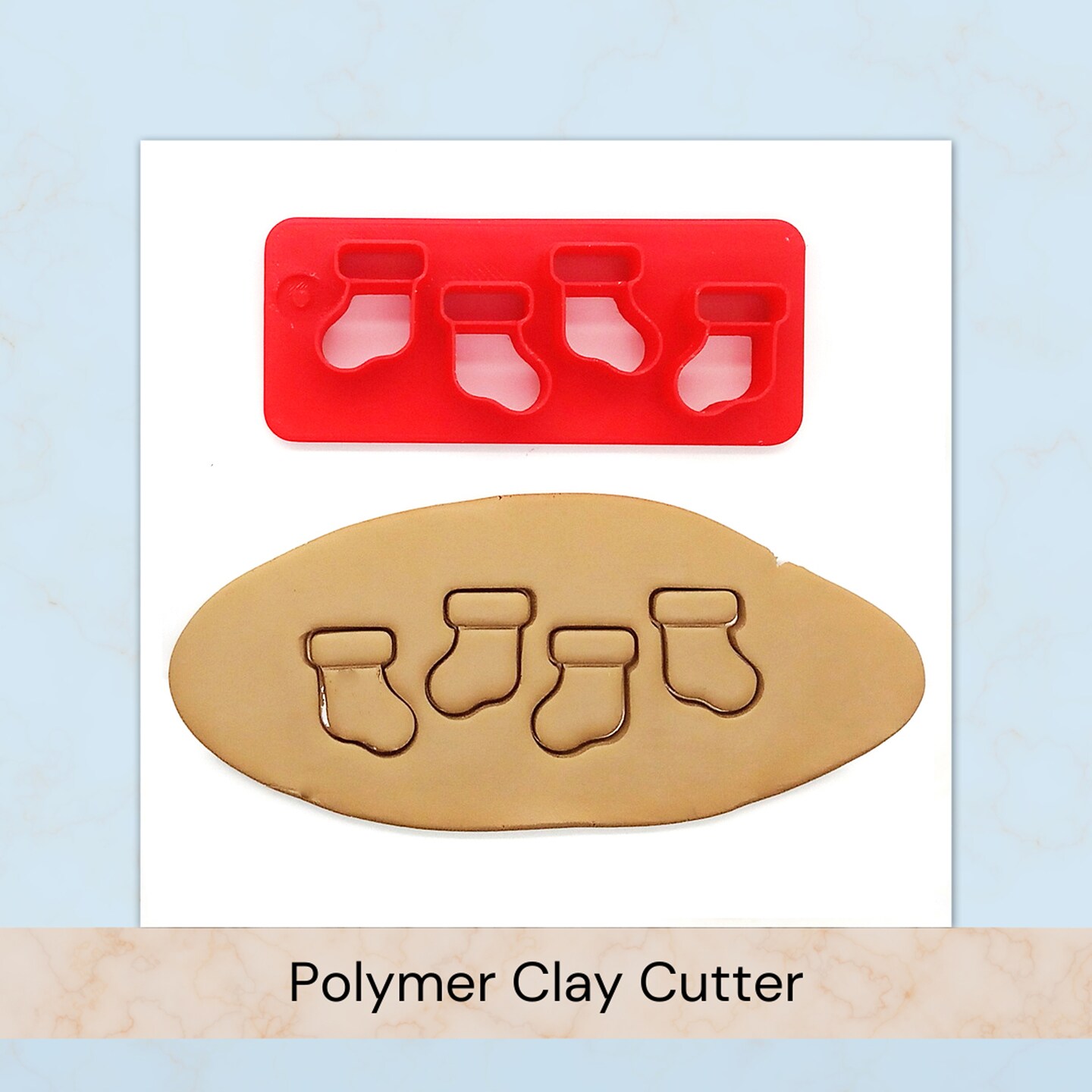 Mini Christmas Stocking Clay Cutter, Cuts 4 pieces, for Polymer Clay, Adorabilities