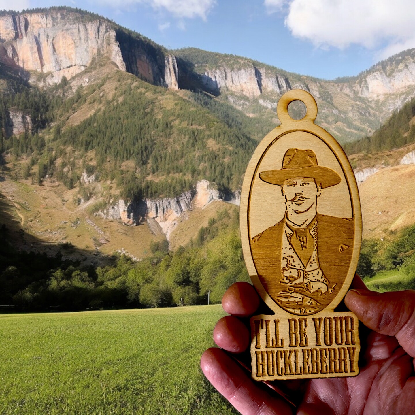 Ornament - I&#x27;ll Be Your Huckleberry - Raw Wood 2x5in