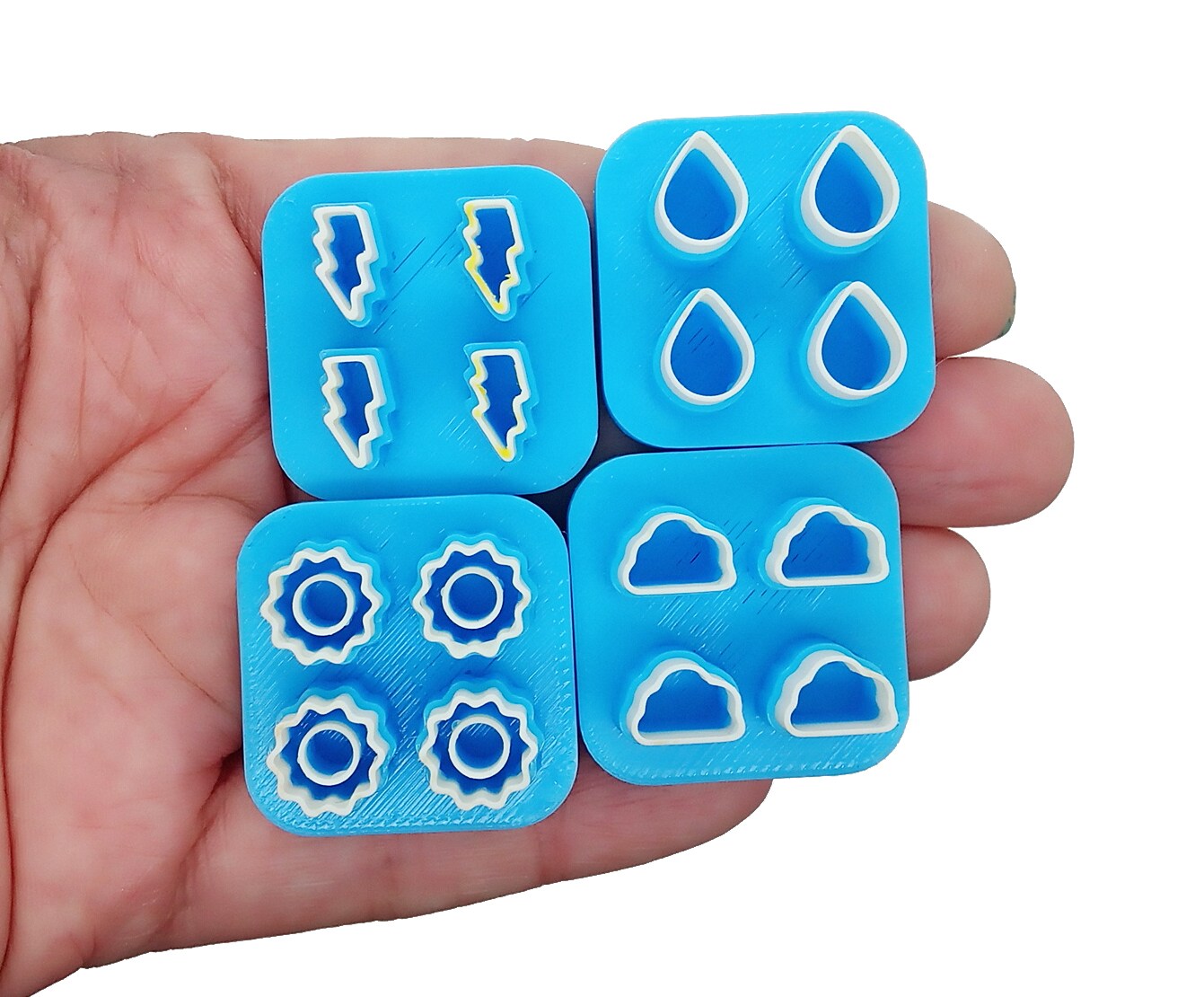 Tiny Weather Clay Cutter Set, 4 pcs, Mini Cutters for Polymer Clay Studs, Adorabilities