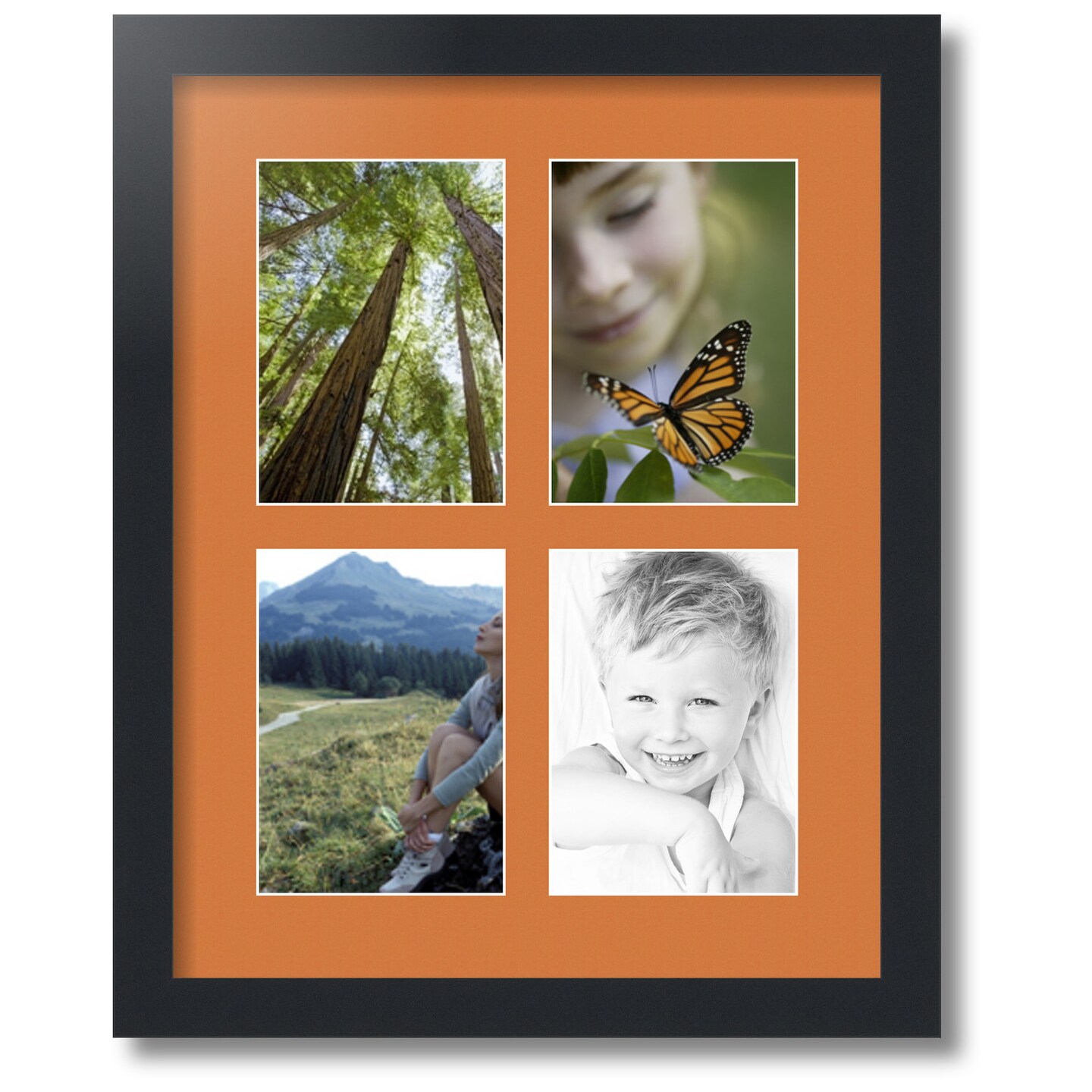 ArtToFrames Collage Photo Picture Frame with 4 - 5x7 inch Openings, Framed in Black with Over 62 Mat Color Options and Regular Glass (CSM-3926-3)