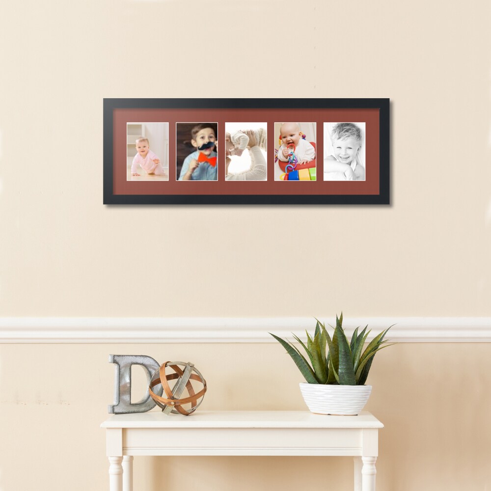 ArtToFrames Collage Photo Picture Frame with 5 - 5x7 inch Openings, Framed in Black with Over 62 Mat Color Options and Plexi Glass (CSM-3926-152)