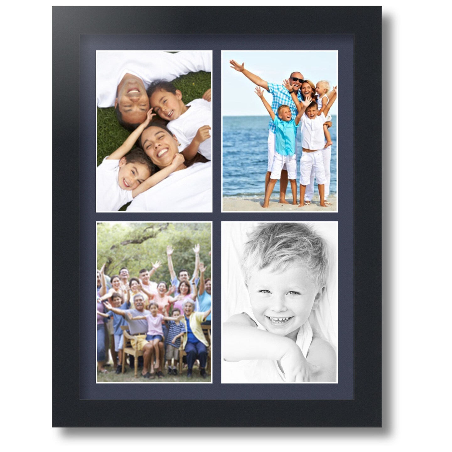 ArtToFrames Collage Photo Picture Frame with 4 - 5x7 inch Openings, Framed  in White with Over 62 Mat Color Options and Regular Glass (CSM-3966-2153)