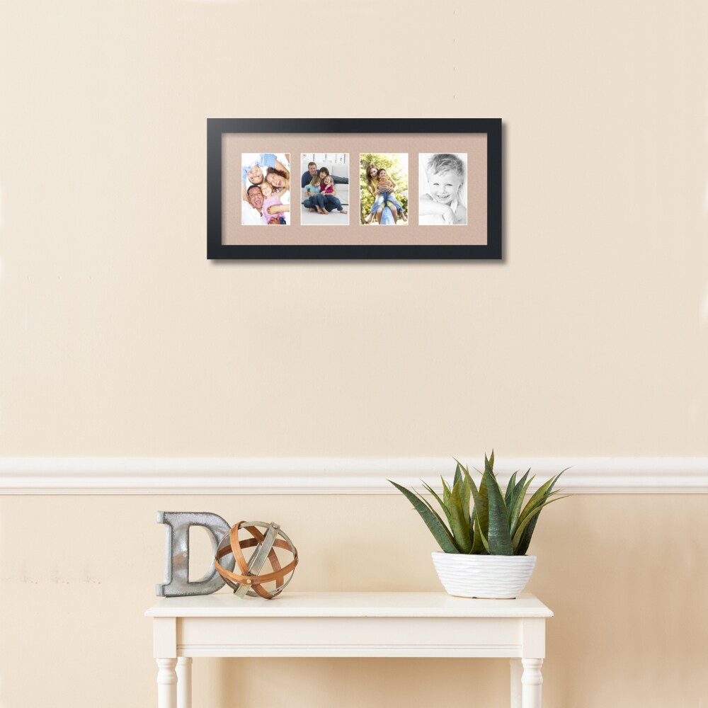 ArtToFrames Collage Photo Picture Frame with 4 - 4x6 inch Openings, Framed in Black with Over 62 Mat Color Options and Plexi Glass (CSM-3926-14)