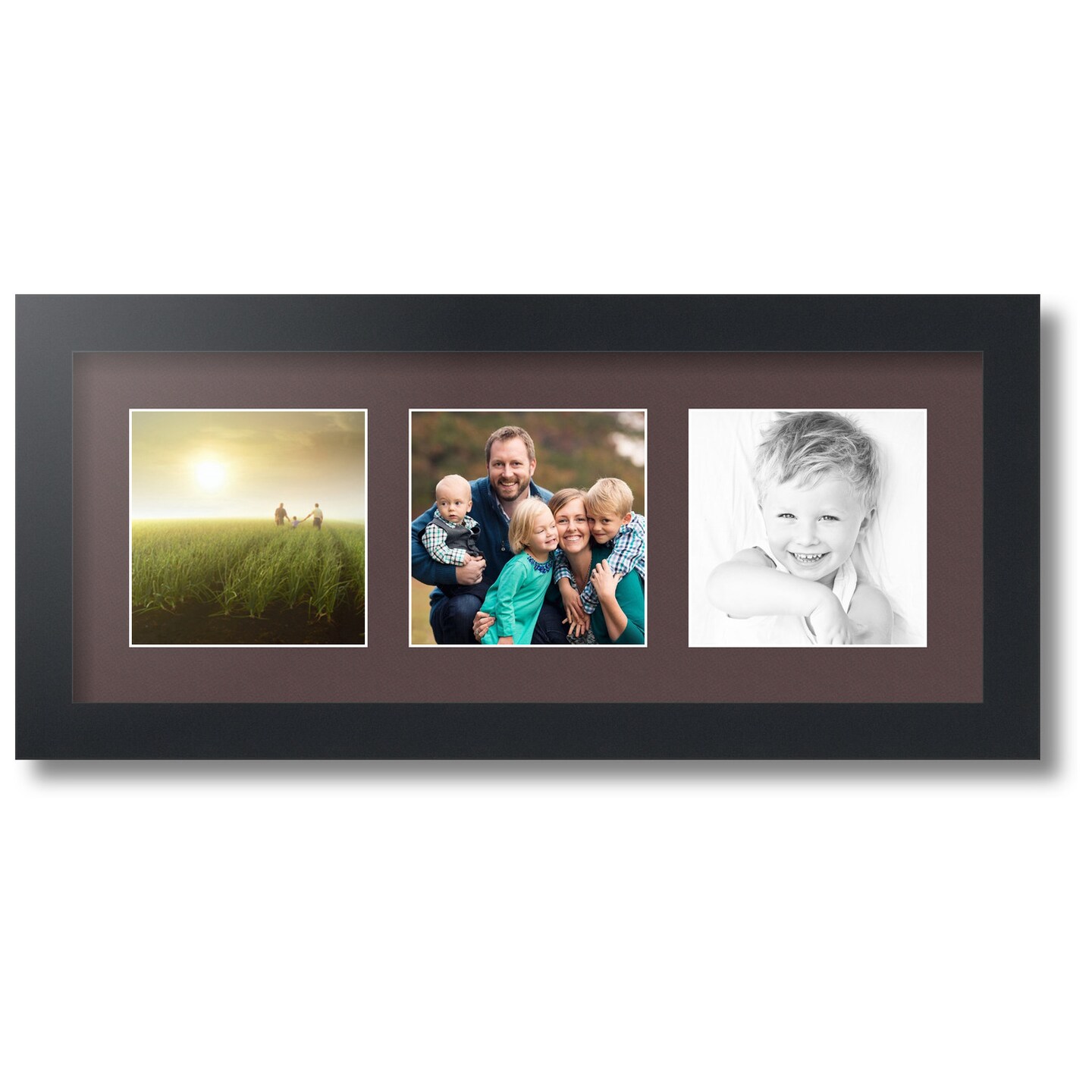 ArtToFrames Collage Photo Picture Frame with 3 - 5x5 inch Openings, Framed in Black with Over 62 Mat Color Options and Regular Glass (CSM-3926-95)