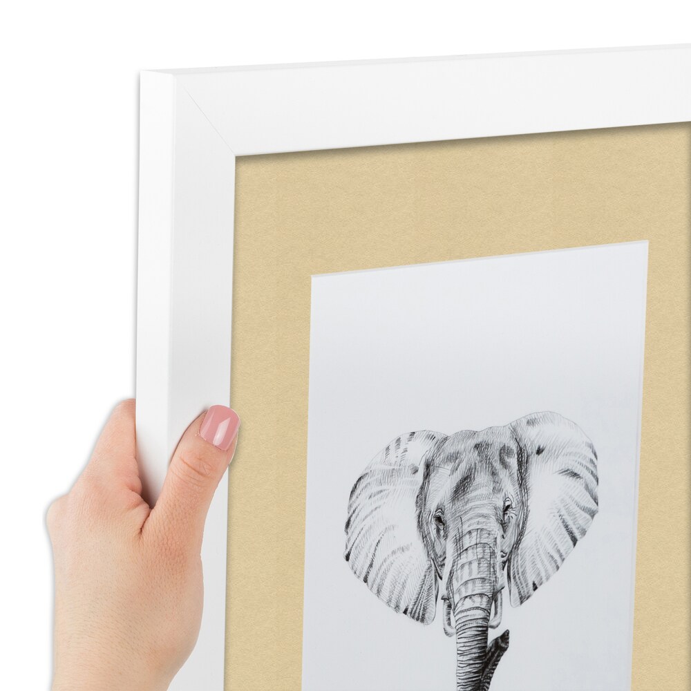 ArtToFrames Collage Photo Picture Frame with 5 - 5x7 inch Openings, Framed in White with Over 62 Mat Color Options and Plexi Glass (CSM-3966-152)