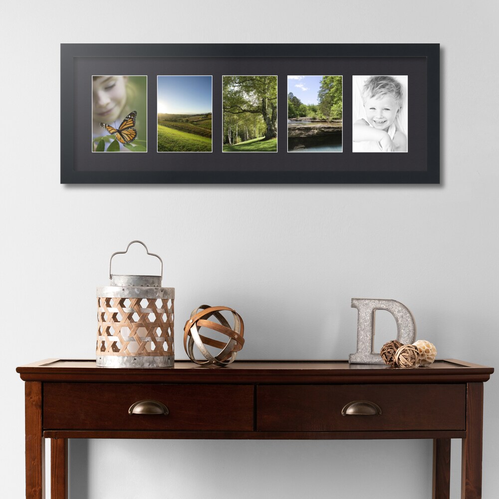 ArtToFrames Collage Photo Picture Frame with 5 - 5x7 inch Openings, Framed in Black with Over 62 Mat Color Options and Plexi Glass (CSM-3926-152)
