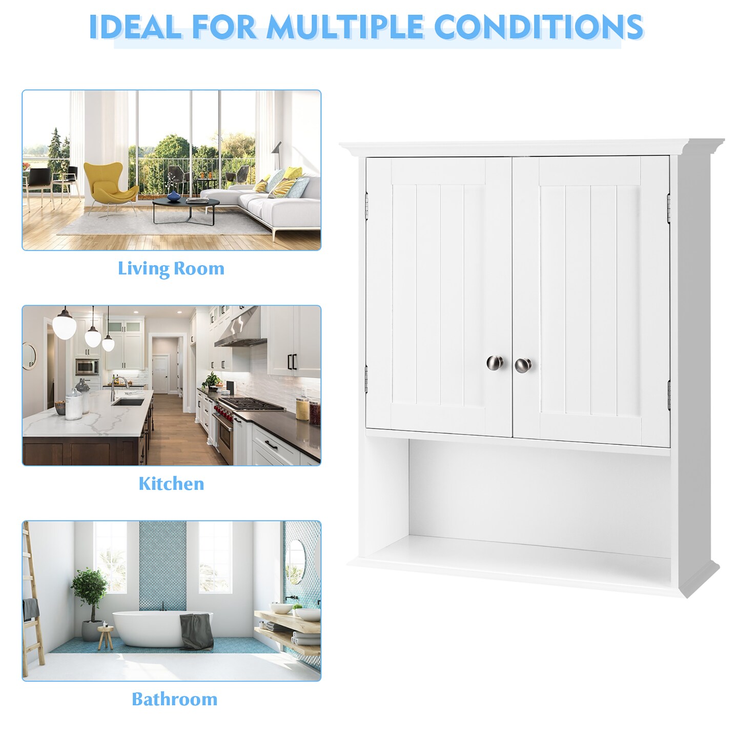 Costway Wall Mount Bathroom Cabinet Storage Organizer Medicine Cabinet  White