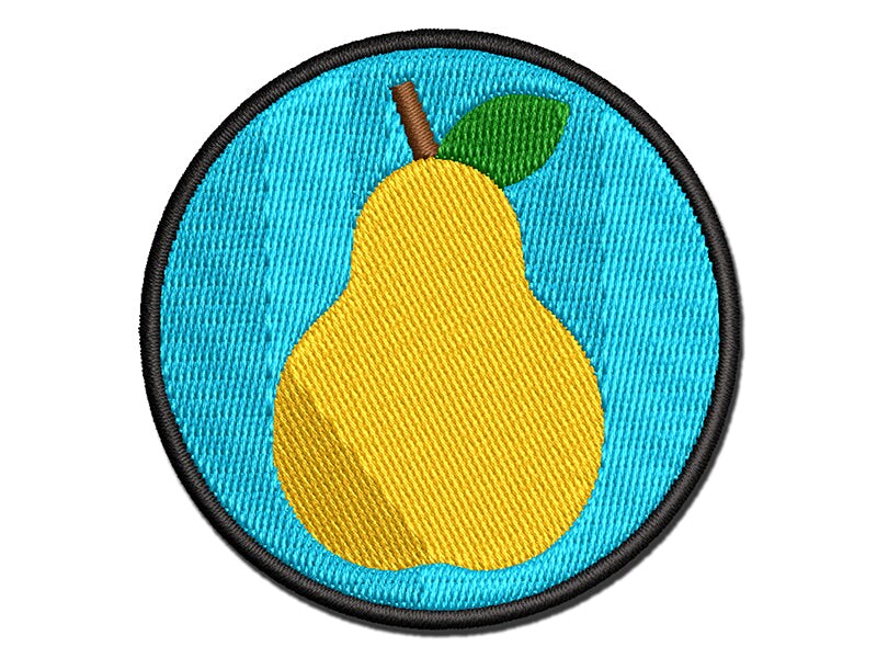 Pear Fruit Solid Multi-Color Embroidered Iron-On or Hook &#x26; Loop Patch Applique