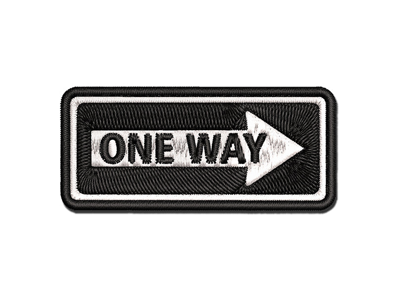 One Way Street Sign Multi-Color Embroidered Iron-On or Hook &#x26; Loop Patch Applique