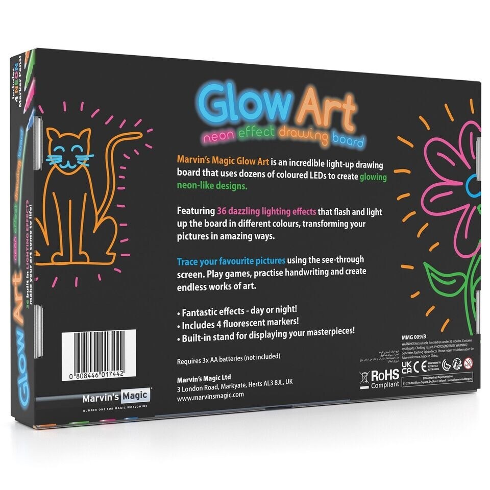 Black Glow Art - Kids Doodle Board - Neon Drawing Board