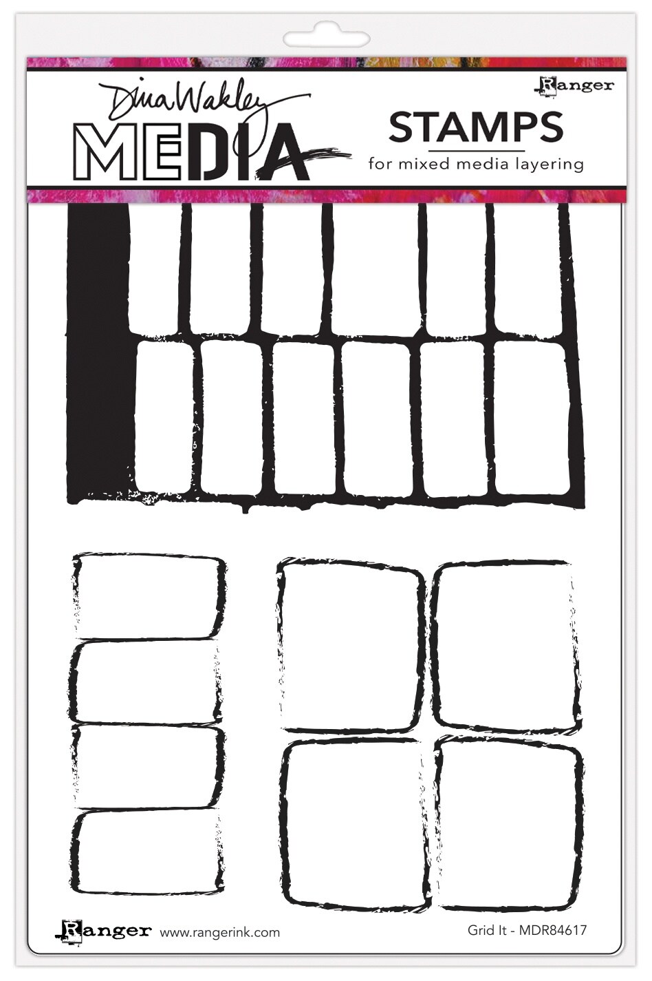 Dina Wakley Media Cling Stamps 6&#x22;X9&#x22;-Grid It