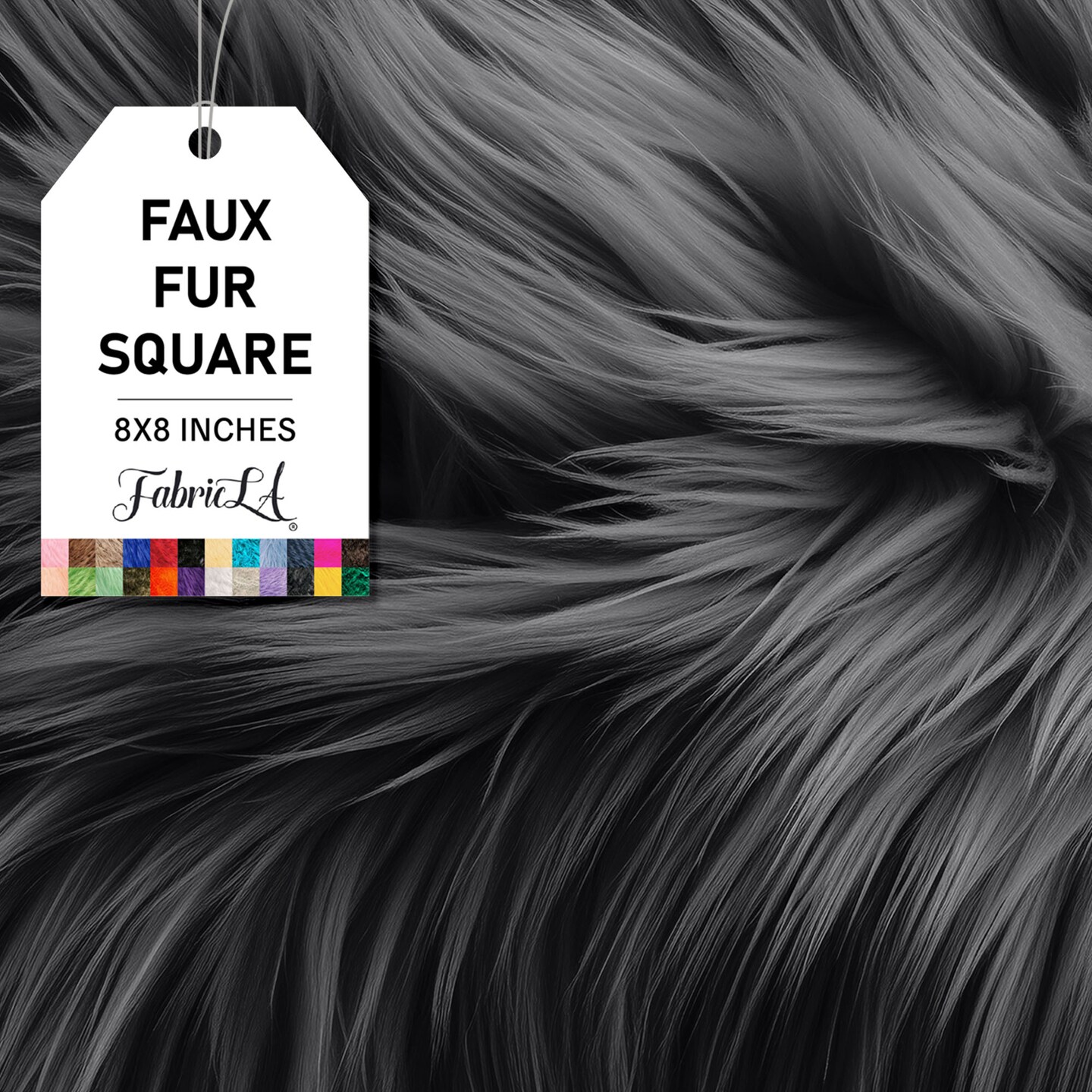 FabricLA | Faux Fur Fabric Square | 8&#x22; X 8&#x22; Inch Wide Pre-Cut Shaggy | Fake Fur Fabric | DIY, Craft Fur Decoration, Fashion Accessory, Hobby | Dark Grey