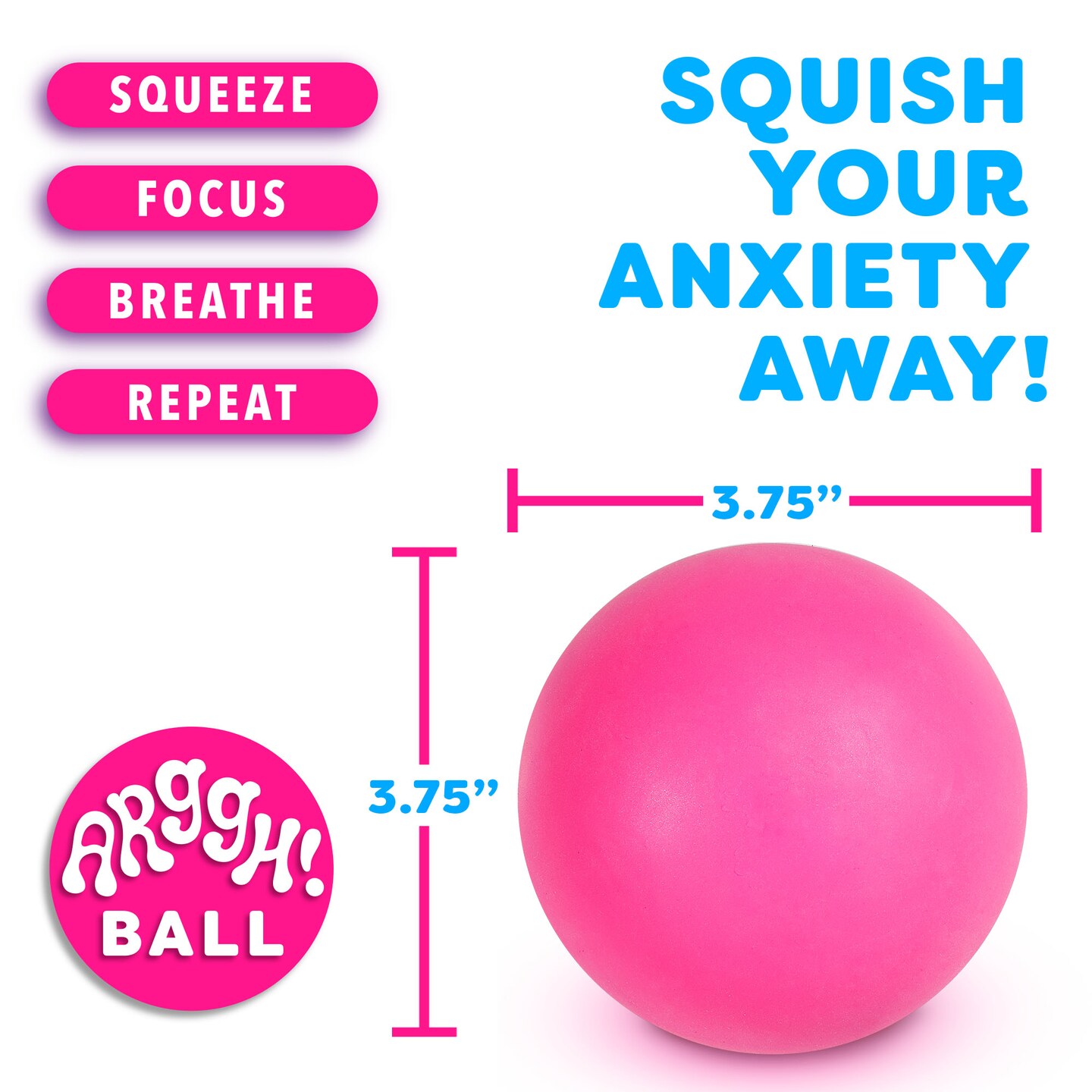 Power Your Fun Arggh Stress Ball for Adults and Kids - Pink/Purple
