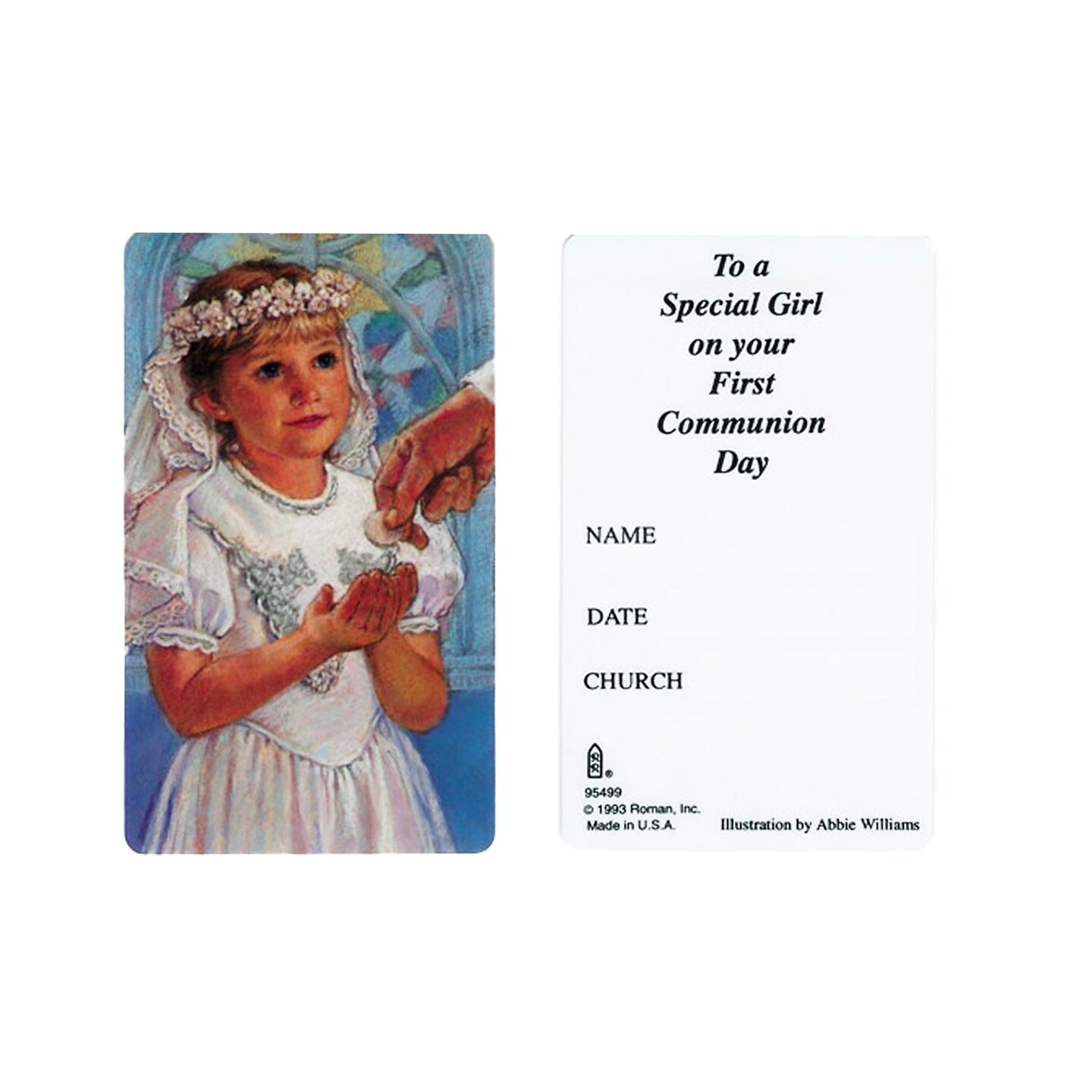 Roman Club Pack Of 50 Girl&#x27;s First Communion Keepsake Cards #95499