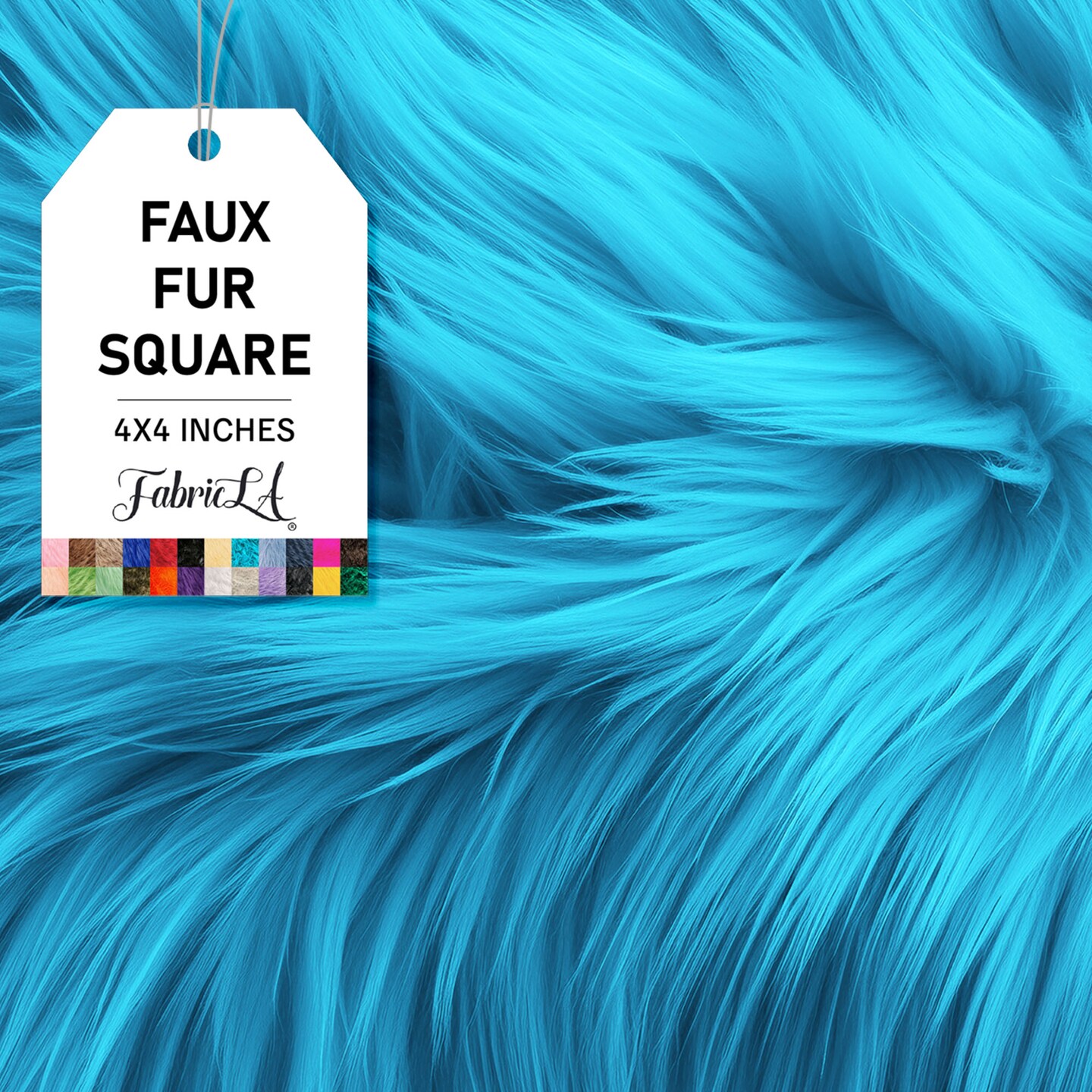 FabricLA | Faux Fur Fabric Square | 4" X 4" Inch Wide Pre-Cut Shaggy | Fake Fur Fabric | DIY, Craft Fur Decoration, Fashion Accessory, Hobby | Turquoise