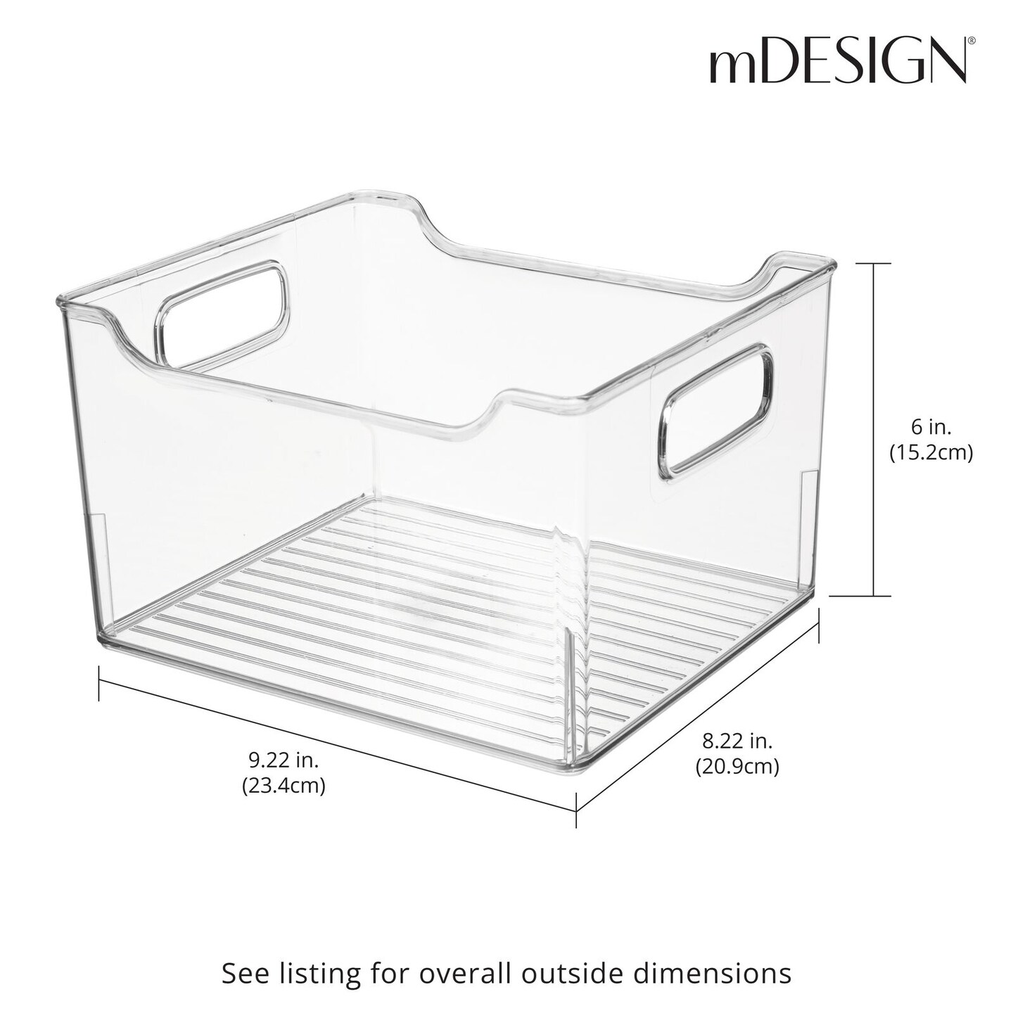 mDesign Kitchen Plastic Storage Organizer Bin, Open Dip Front and Handles