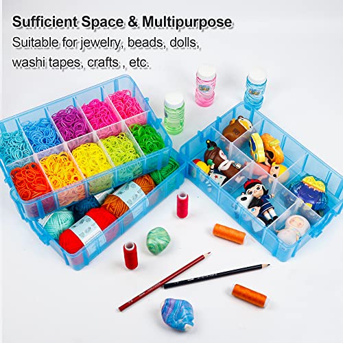 7 Layers Stackable Storage Container, 70 Adjustable Compartments (Blue) Stackable Storage Container, Perfect for Kids Toys, Art Crafts, Jewelry, Supplies, Mini Case &#x26; Letter Sticker Included