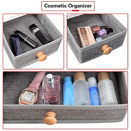 Wood Expandable Desktop Bookshelf Counter Bookcase Adjustable with Drawers Desktop Shelves Rack Storage Organizer for Office Supplies,Makeup,White.Petent Pending