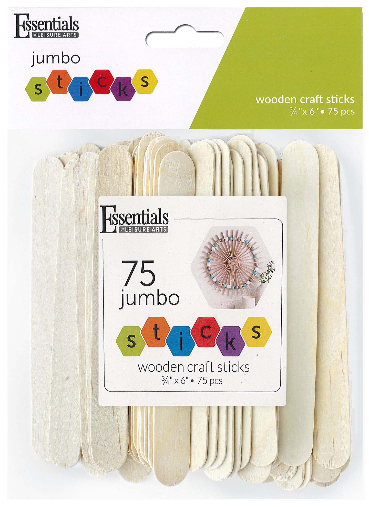 Essentials By Leisure Arts Arts Wood Craft Sticks Jumbo .75x6&#x22; 75pc