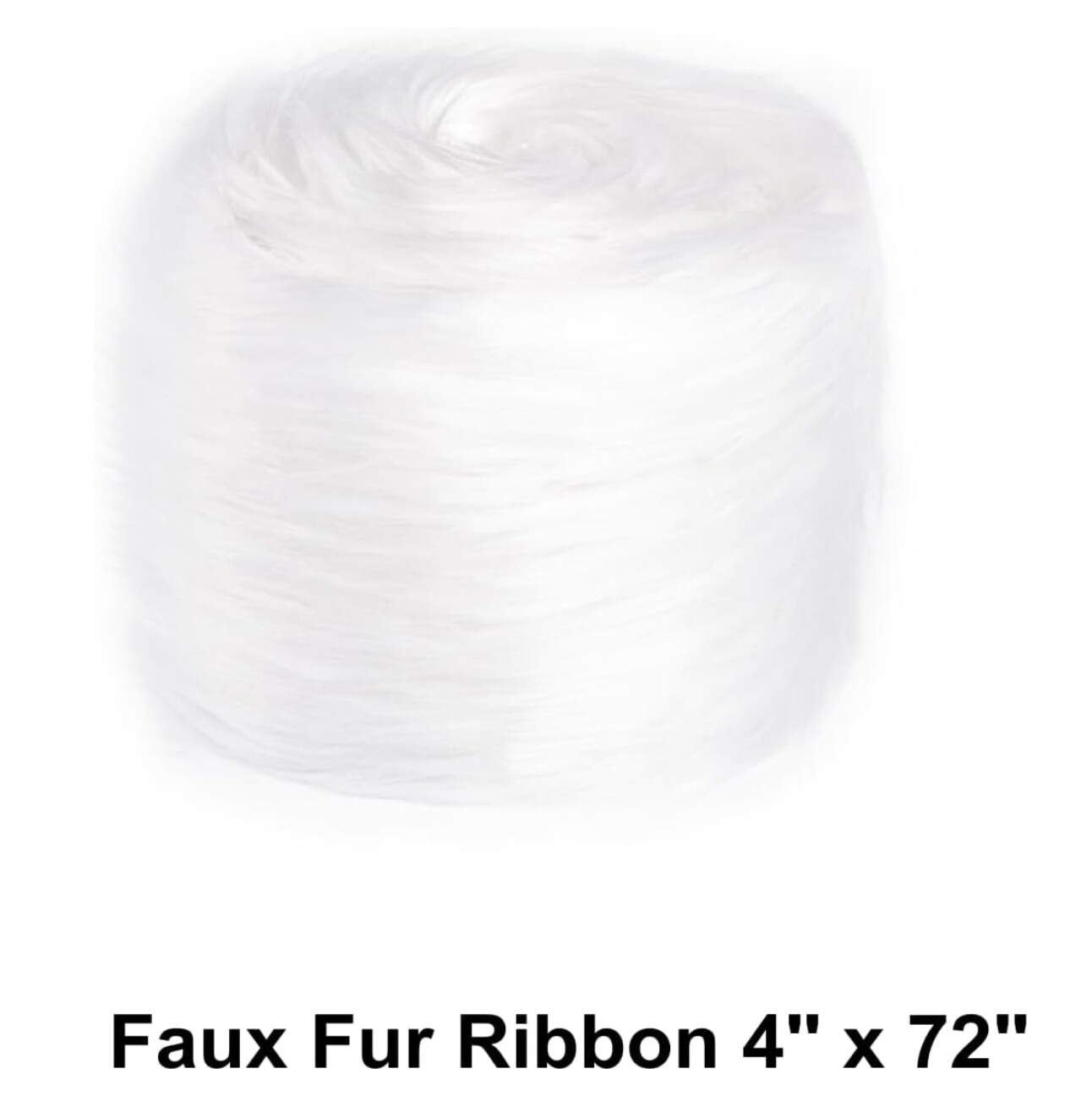 Faux Fur Ribbon Trim Fabric - 4&#x22; Wide x 72&#x22; Long (6 FT) - Soft Christmas Fur Great for Crafting, Sewing, and Decorating - White