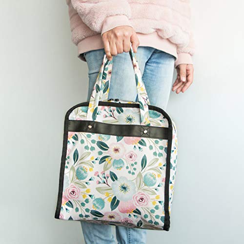 Sewing Accessories Storage Bag, Knitting, Craft Tools and Accessories Organizer, Roomy Carrying Bag for Sewing Tools and Accessories (Flower with Beige Background)