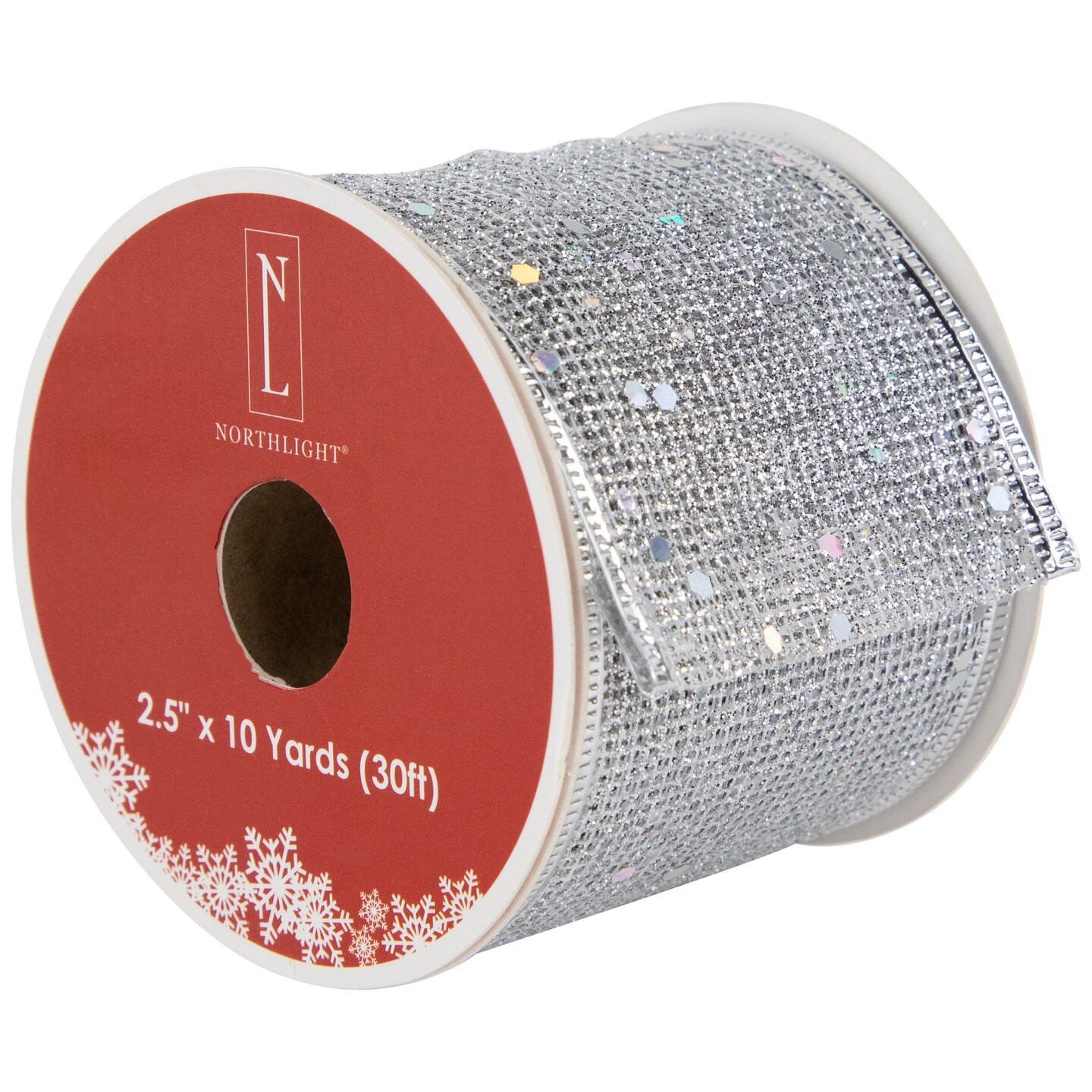 Northlight Shimmering Silver Wired Craft Christmas Ribbon 2.5&#x22; x 10 Yards