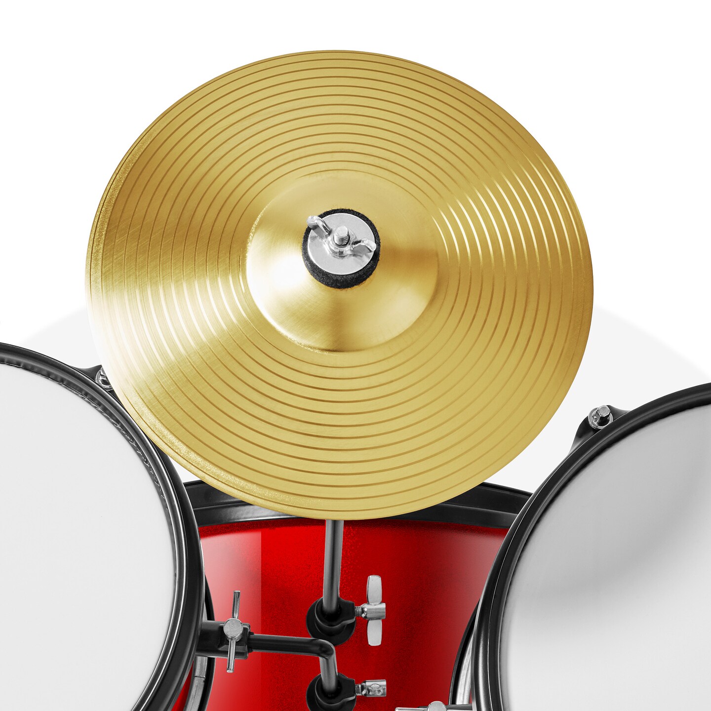 Gammon 3-Piece Junior Drum Set with Throne, Complete Beginner Kit with Bass Drum, Toms, Cymbal, Pedal, and Drumsticks