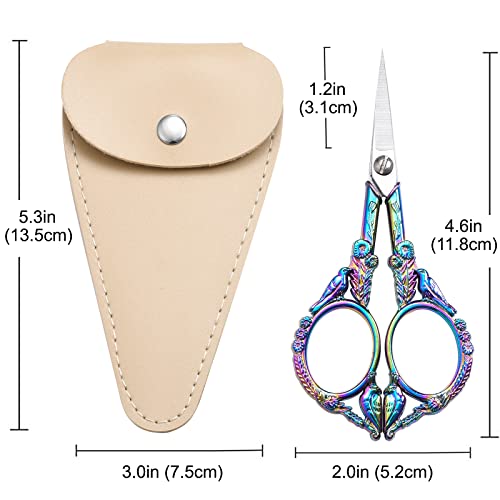 HITOPTY Embroidery Scissors Knitting Scissor Small Crafting Shears with  Leather Case Little Scissors Cover for Sewing Threading Needlework DIY Tool