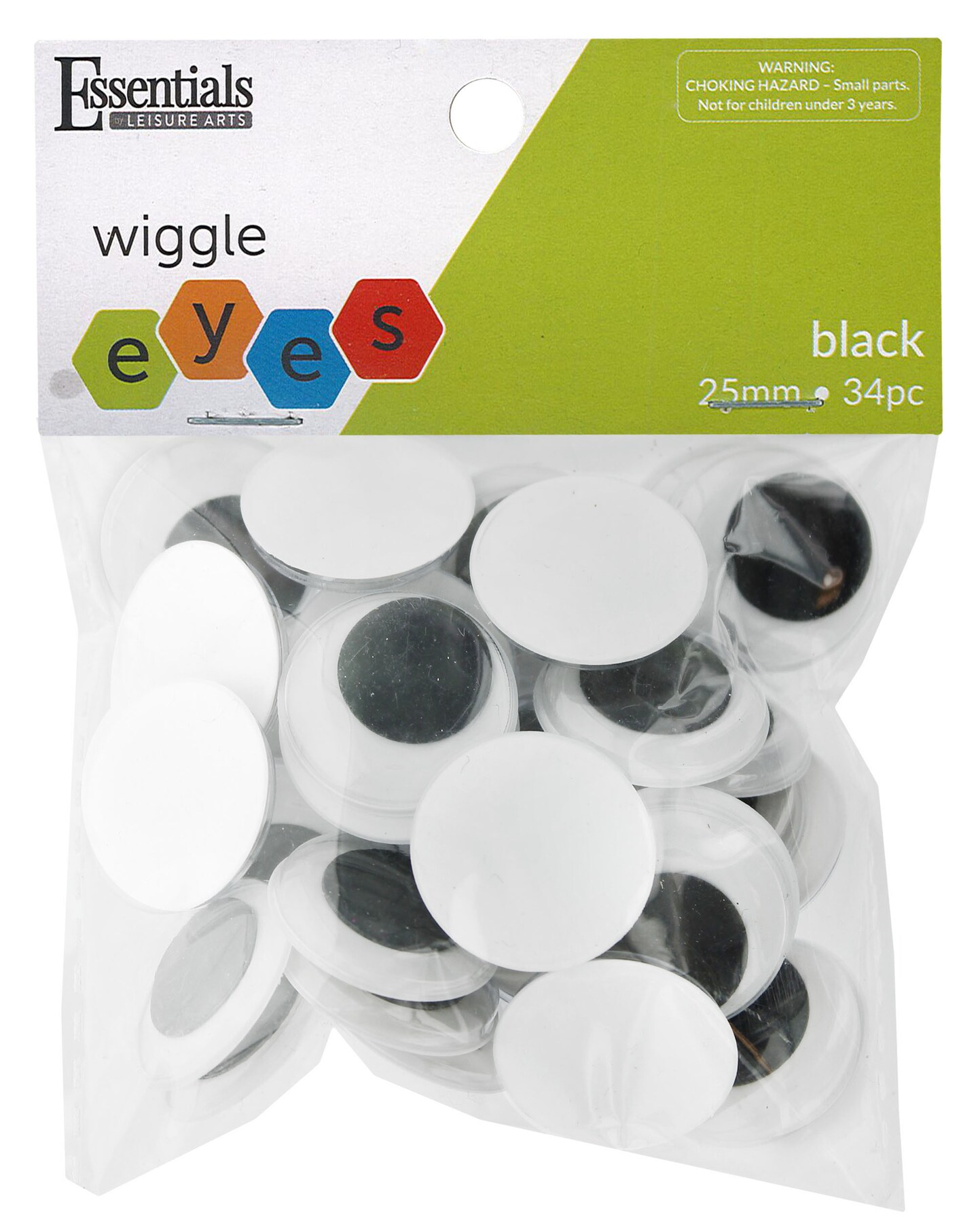 Essentials by Leisure Arts Eyes Paste On Moveable 25mm Black 34pc Googly Eyes, Google Eyes for Crafts, Big Googly Eyes for Crafts, Wiggle Eyes, Craft Eyes