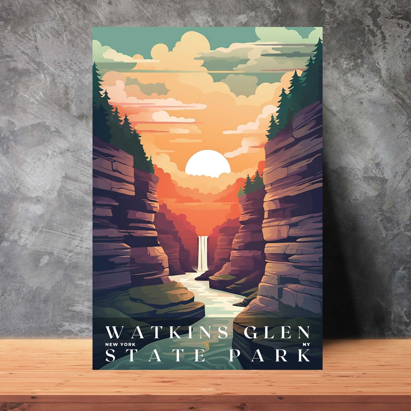 Watkins Glen State Park Poster, Travel Art, Office Poster, Home