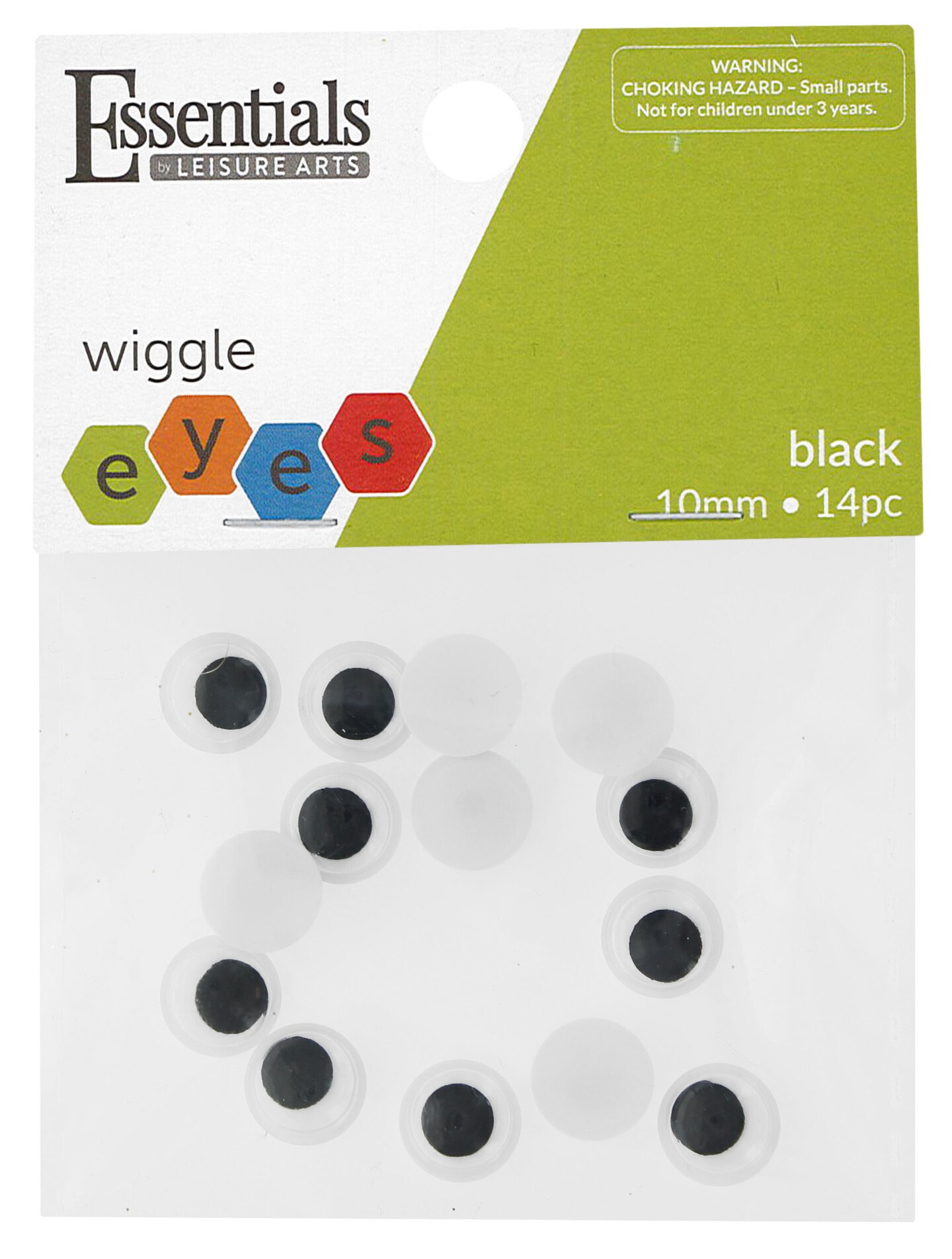 Essentials by Leisure Arts Eyes Paste On Moveable 10mm Black 14pc Googly Eyes, Google Eyes for Crafts, Big Googly Eyes for Crafts, Wiggle Eyes, Craft Eyes