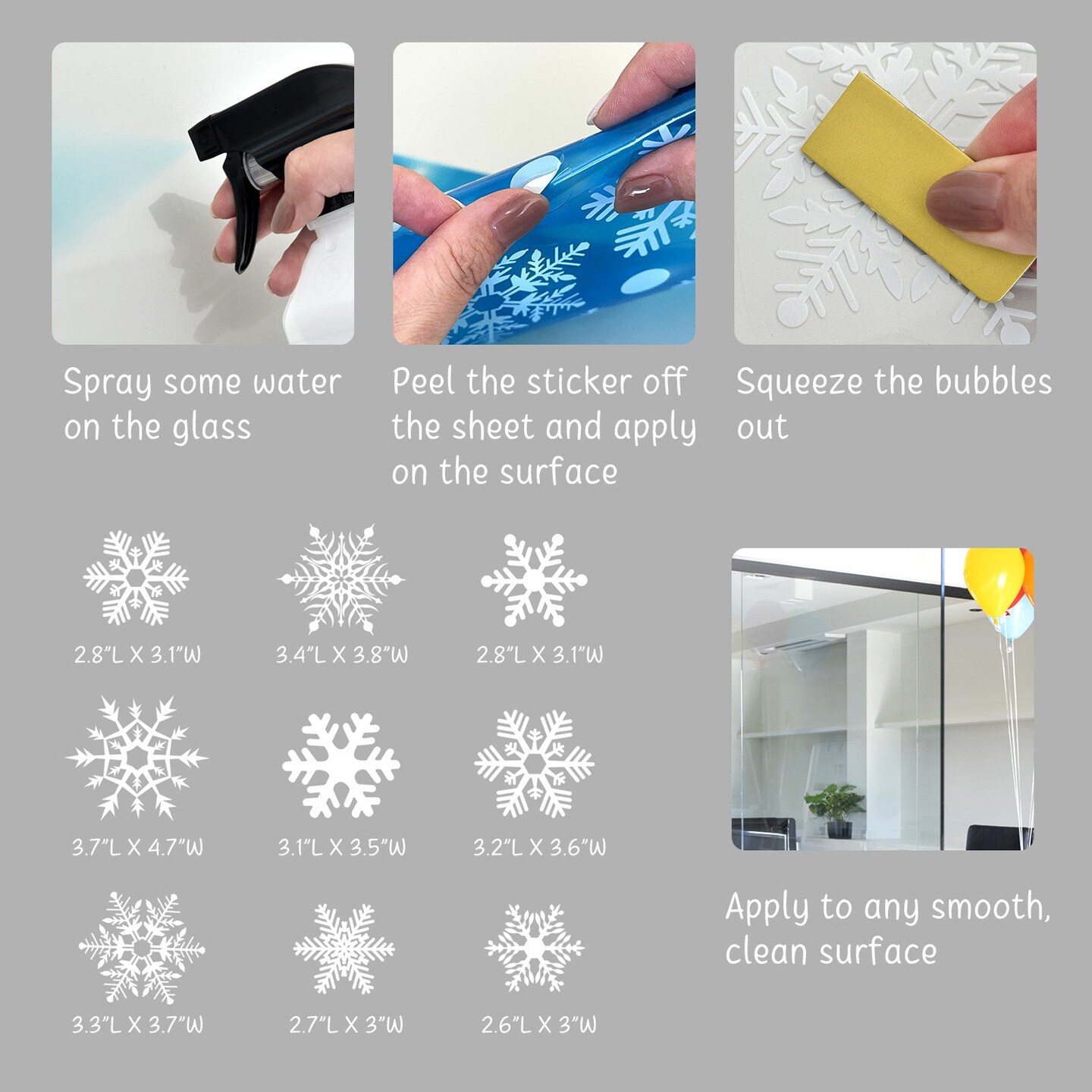 Wrapables Snowflake Window Clings Decal Stickers, Christmas Winter Decoration for Glass Windows