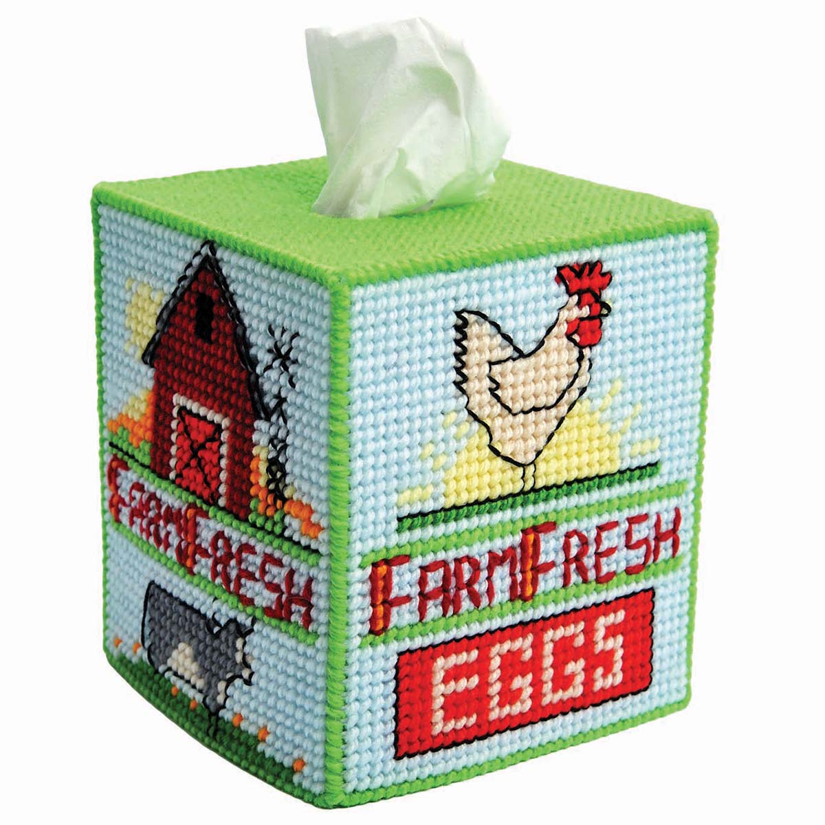 Herrschners  Farm Fresh Tissue Box Plastic Canvas Kit