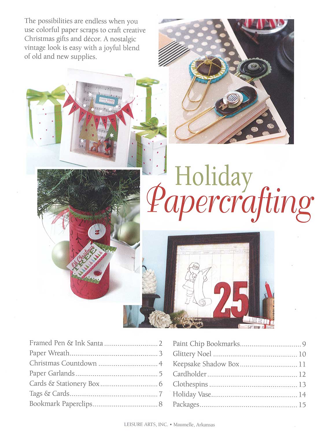 Leisure Arts Holiday Papercrafting Craft Book