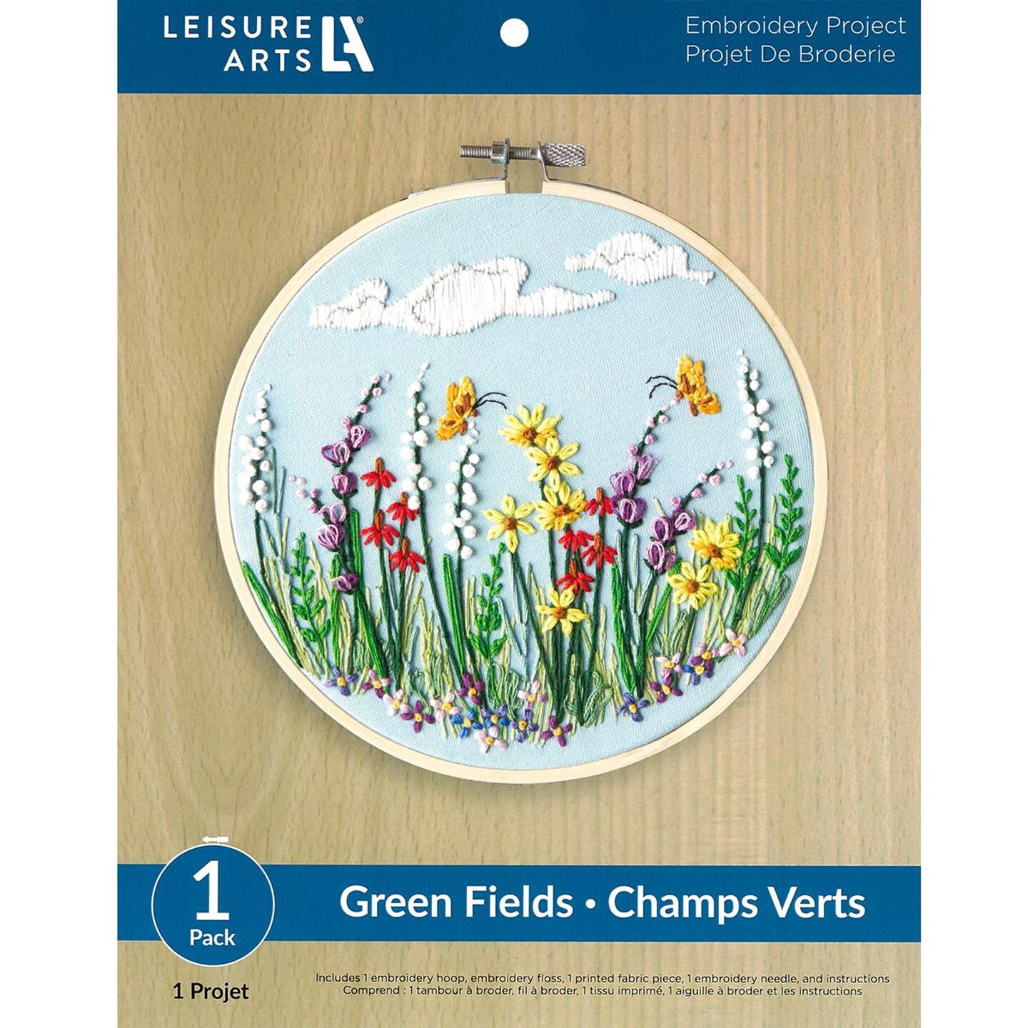 Leisure Arts Embroidery Kit 8" Green Fields - embroidery kit for beginners - embroidery kit for adults - cross stitch kits - cross stitch kits for beginners - embroidery patterns