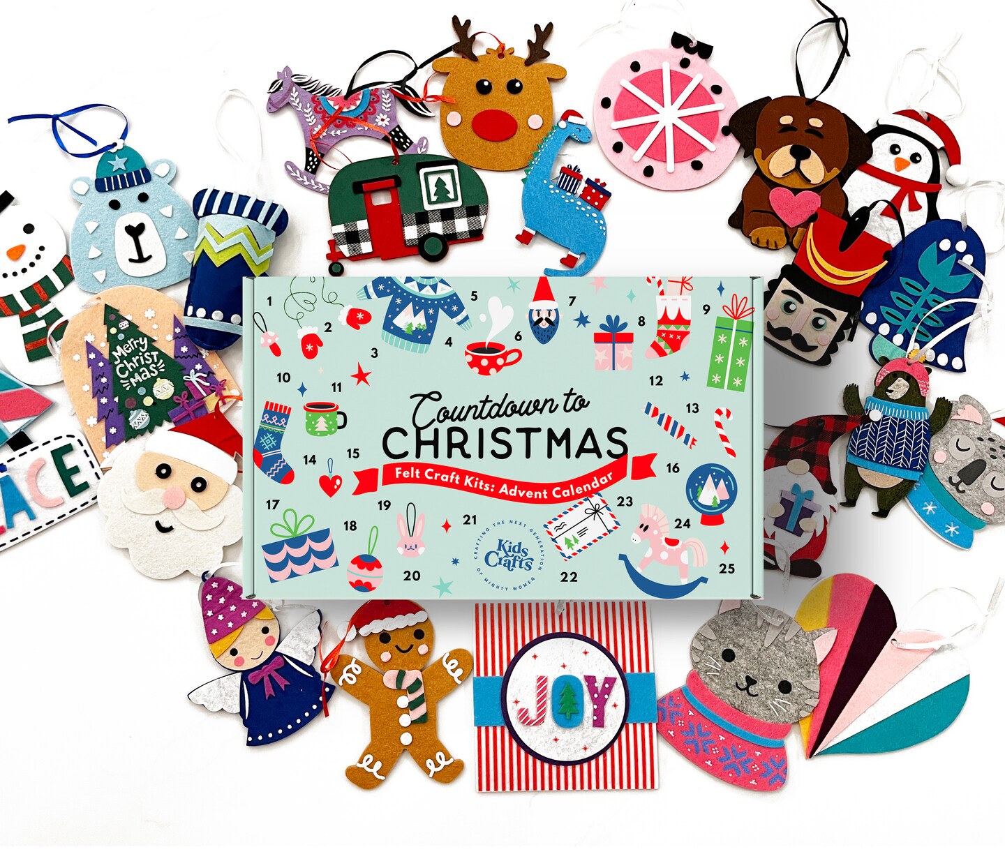 Countdown to Christmas Advent Calendar 25 Felt Ornament Craft Kits
