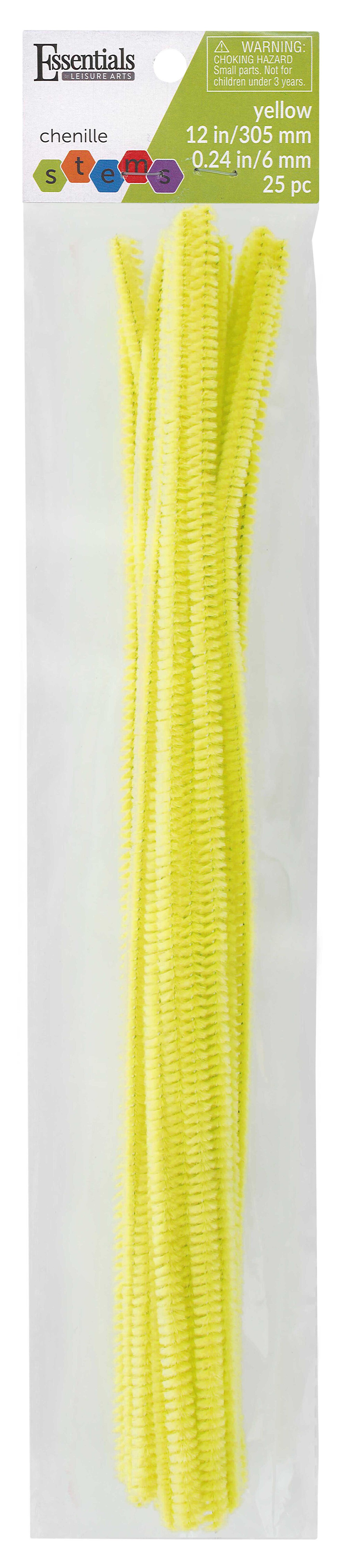 Essentials By Leisure Arts Arts Chenille Stem 12&#x22; 6mm Yellow 25pc
