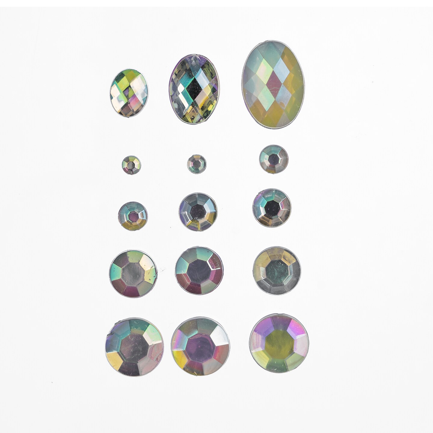 John Bead Crystal AB Assorted Round & Oval Acrylic Flat Back Rhinestones Box